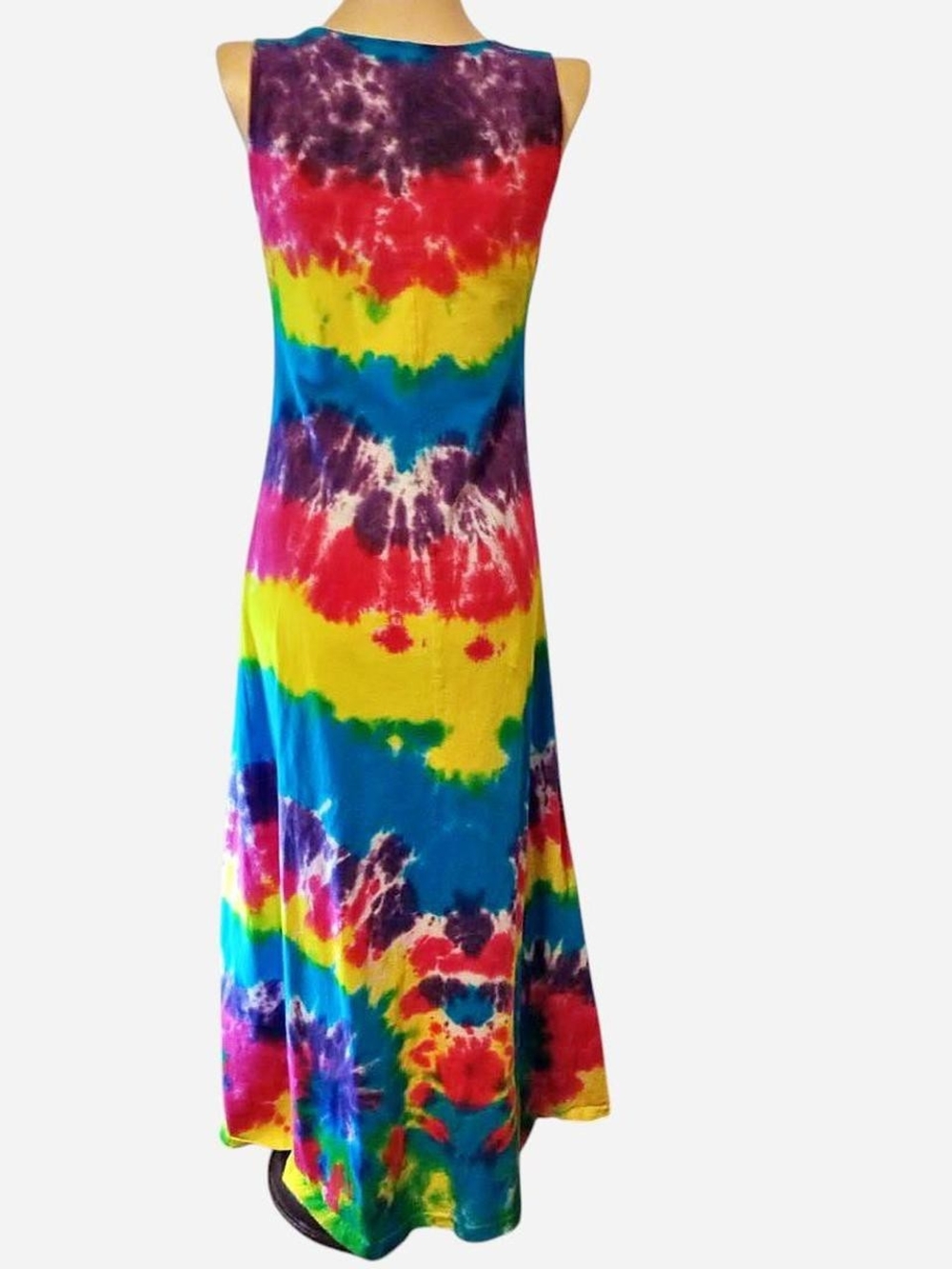 Vibrant Rainbow Tie-Dye Sleeveless Maxi Dress - Picture 2 of 3